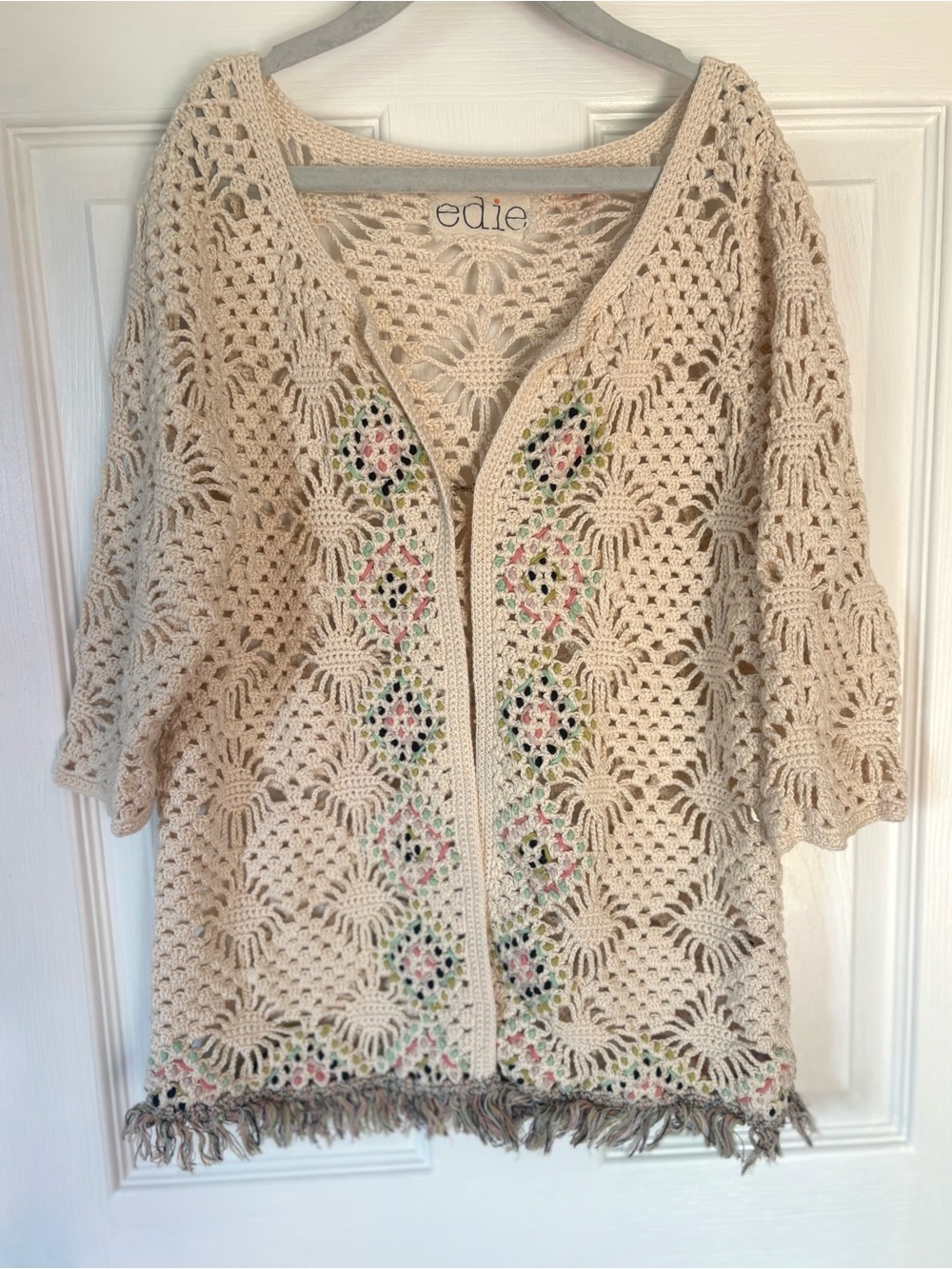 Edie Crochet Open Front Cardigan Cream Women’s Small Anthropologie